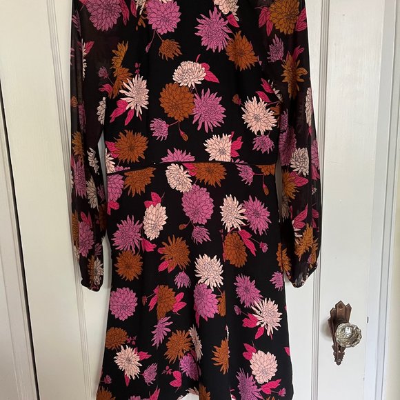 Ann Taylor floral dress with sheer sleeves (EUC) Size 0 - Picture 3 of 4
